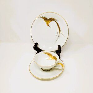 RARE H&C Selb Bavaria "Chiemsee" Tea Trio Hand-Painted Artist Signed Schmidt